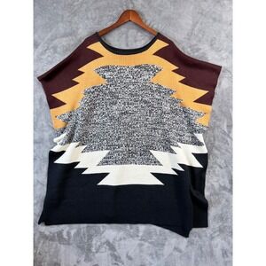 Pendleton Poncho Womens One Size Gray Multi Aztec Southwestern Pattern Cape